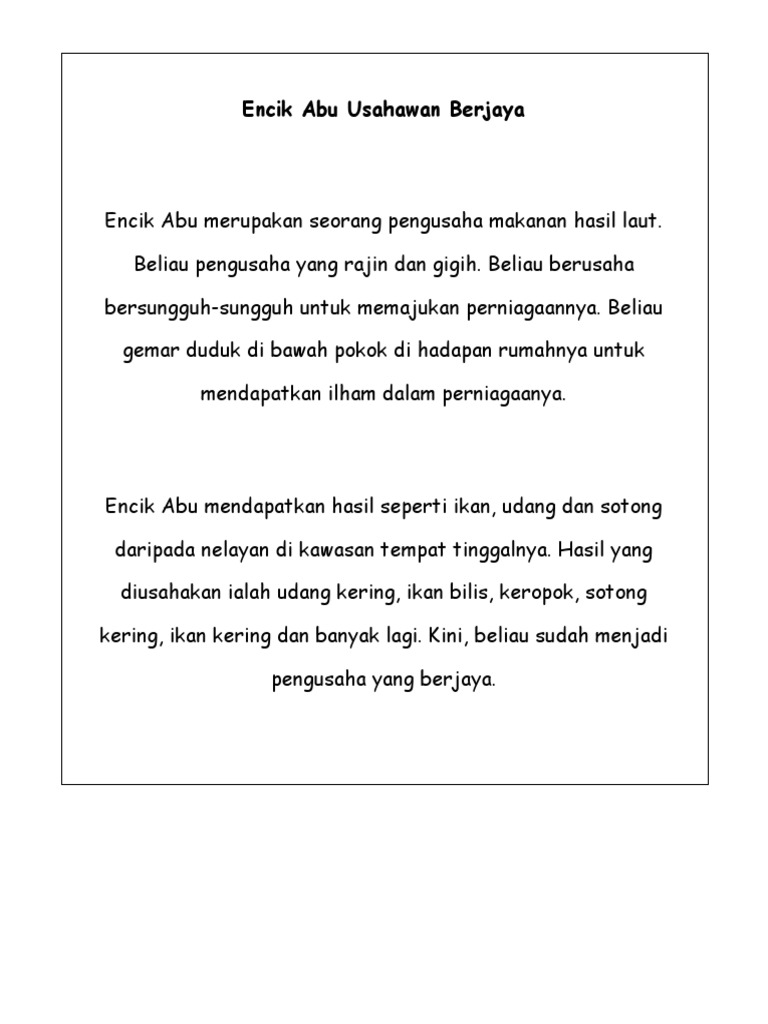 Encik Abu Usahawan Berjaya