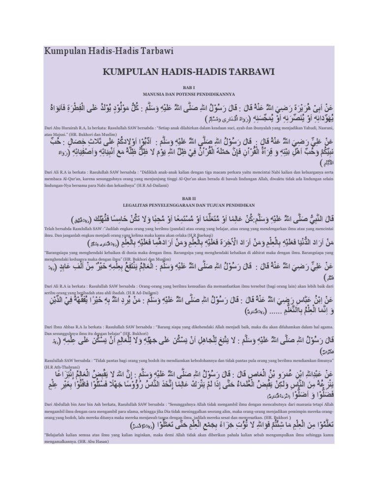 Hadis Tarbawi: Pendidikan dan Ilmu | PDF | Etika Islam | Keyakinan dan ...