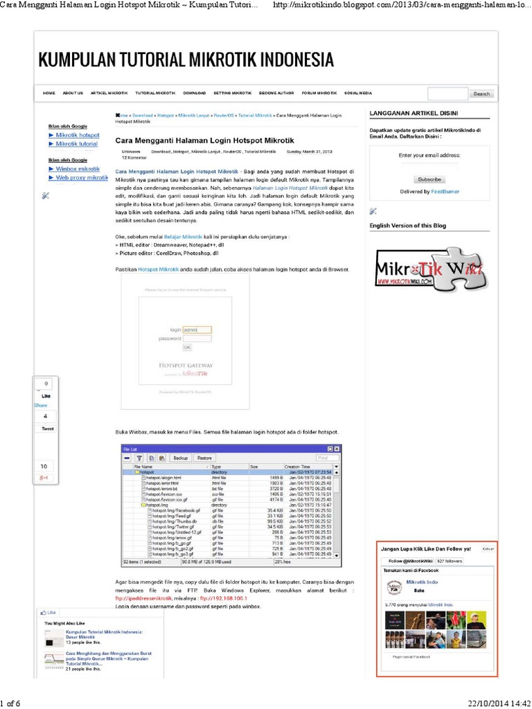 Cara Mengganti Halaman Login Hotspot Mikrotik Kumpulan