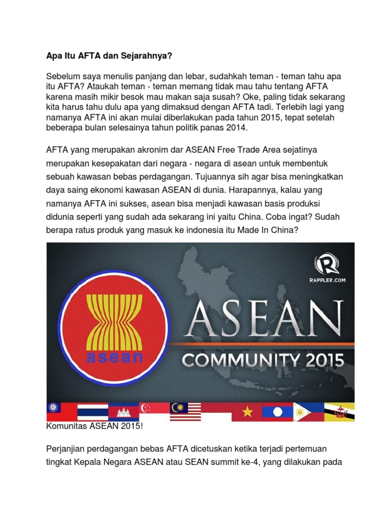 Apa Itu AFTA Dan Sejarahnya | PDF | Karier & Perkembangan | Bisnis