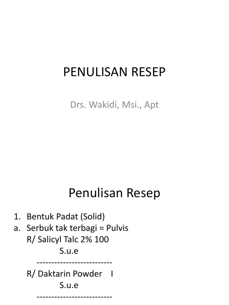 Contoh Penulisan Resep Obat | PDF