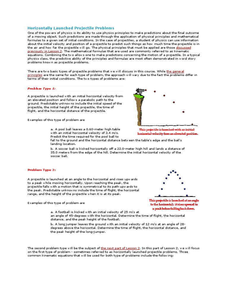 Horizontally Launched Projectile Problems | PDF
