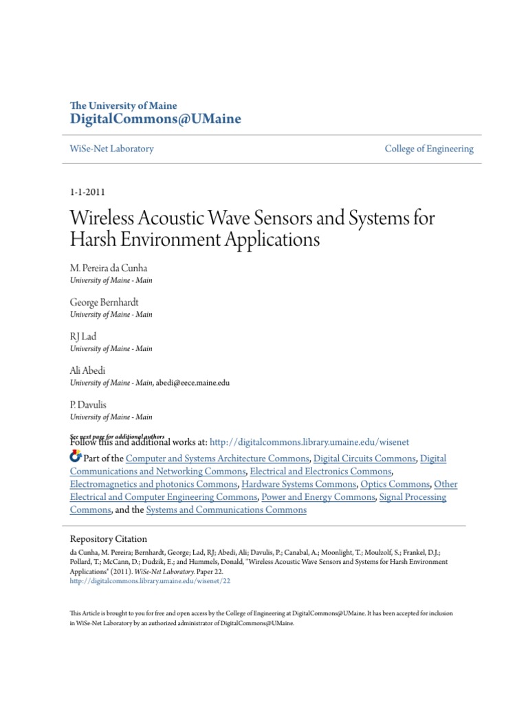 Wireless Acoustic Wave Sensors and Systems For Harsh Environment | PDF ...