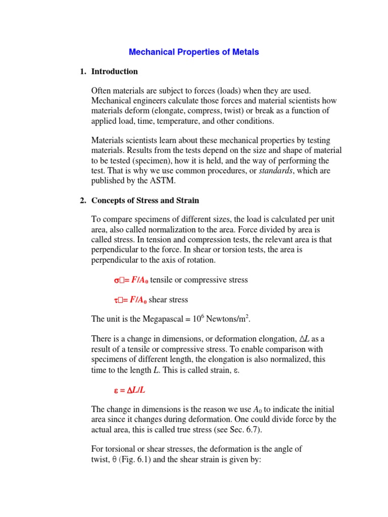 Mechanical Properties of Metals | PDF | Dislocation | Deformation ...