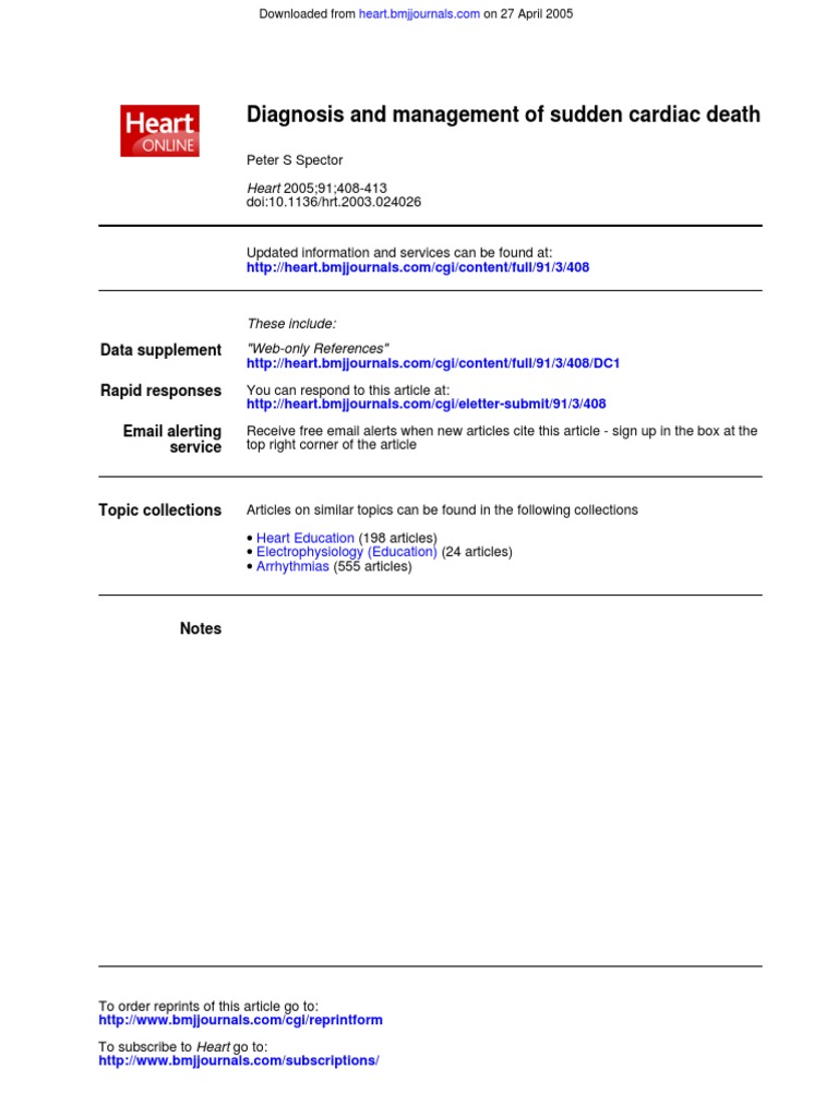 Diagnosis and Management of Sudden Cardiac Death | PDF | Cardiac Arrest ...