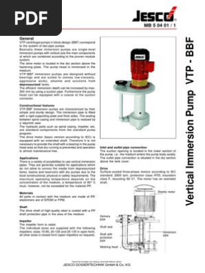 Vertical Immersion Pump Vtp f Pump Valve