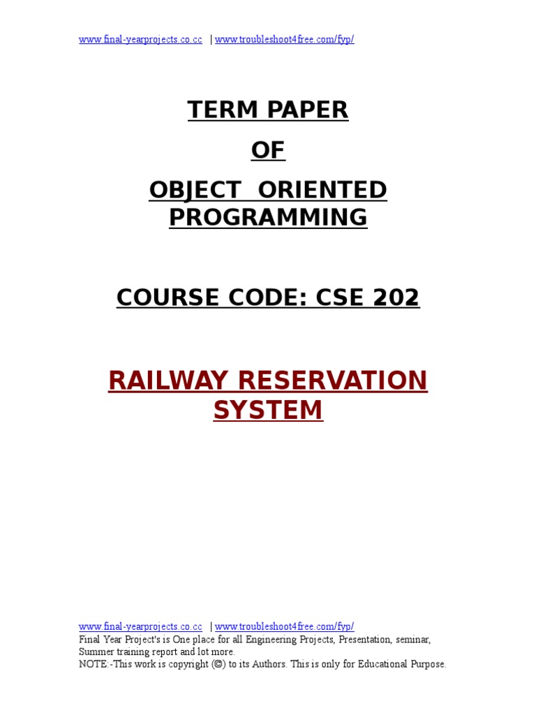 Project Report On Railway Reservation System by Amit Mittal | PDF ...