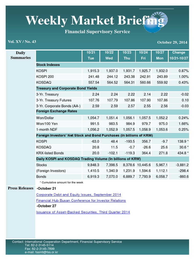 Weekly Financial Market Summary | PDF | Finance & Money Management ...