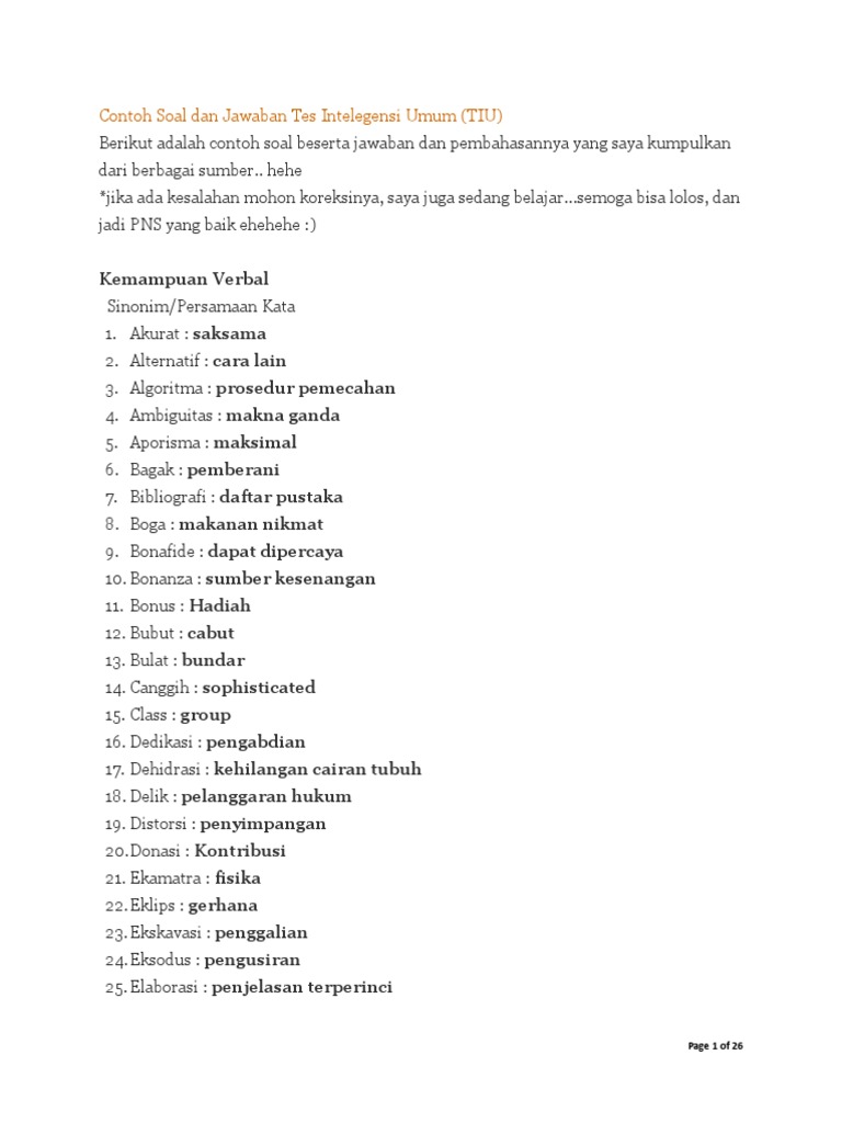 Contoh Soal Dan Jawaban Intelegensi Umum Dasar Mikiran Soal