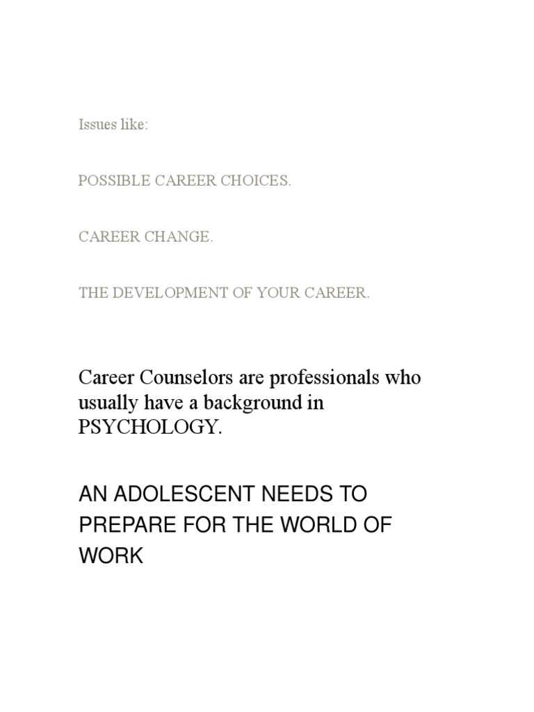 Career Guidance for Students and Adults | PDF | Psychology | Cognitive ...