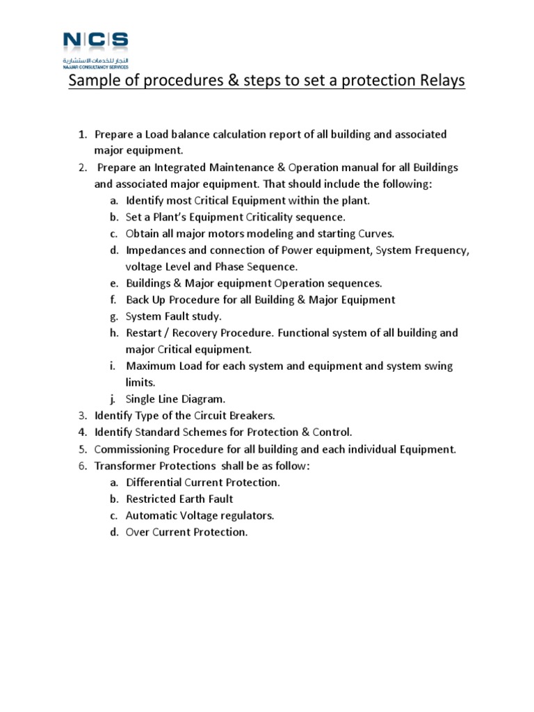 Protection Relay Setup Procedures | PDF | Technology & Engineering