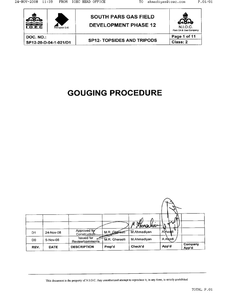 Gouging Procedure PDF Welding Construction