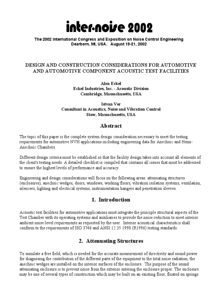 Automotive Acoustic Test Facilities | PDF | Door | Ventilation ...