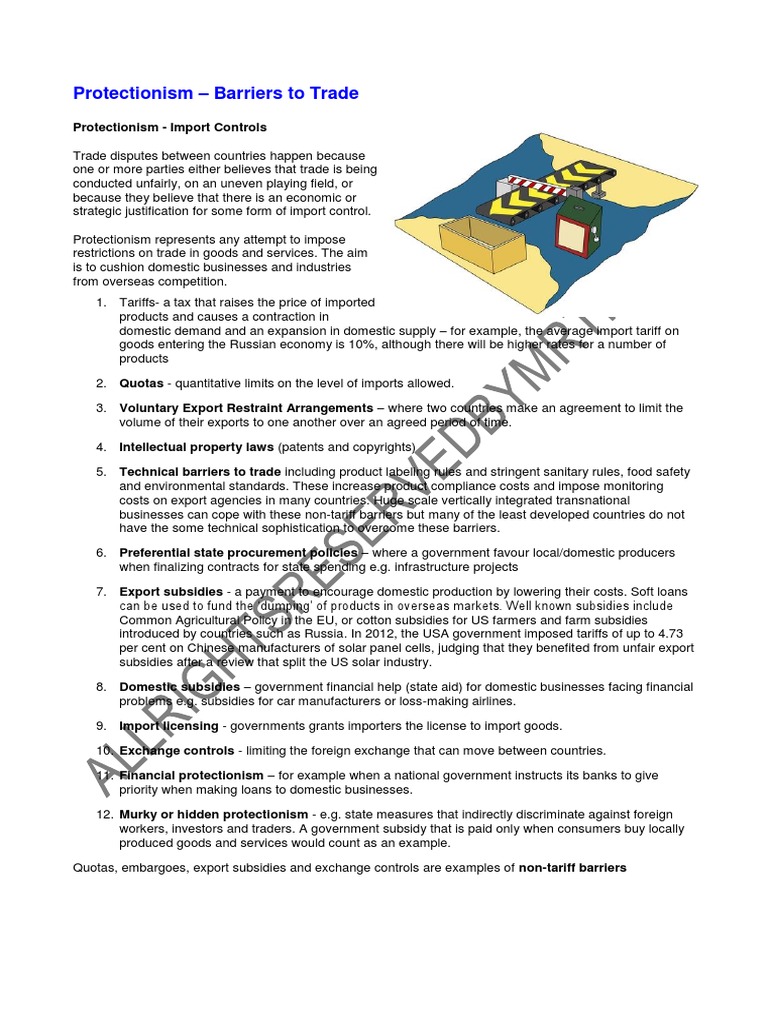 A Level Economics Protectionism | PDF | Dumping (Pricing Policy) | Tariff