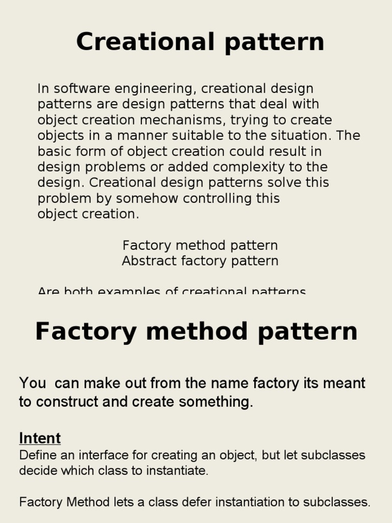 Factory Pattern | PDF | Class (Computer Programming) | Method (Computer ...