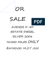 FOR Sale: Avensis D-4D Estate Diesel SILVER 2006 70.000 MILES 4950.00. M.O.T JUN