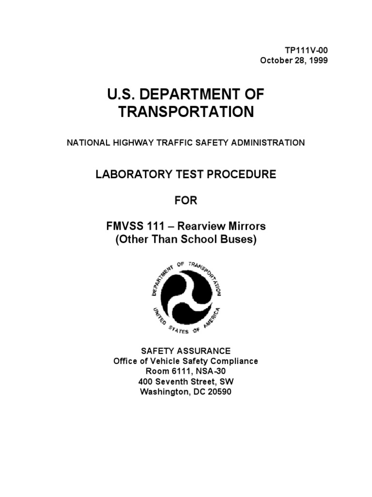 FMVSS 111-V00 | PDF | Calibration | Mirror