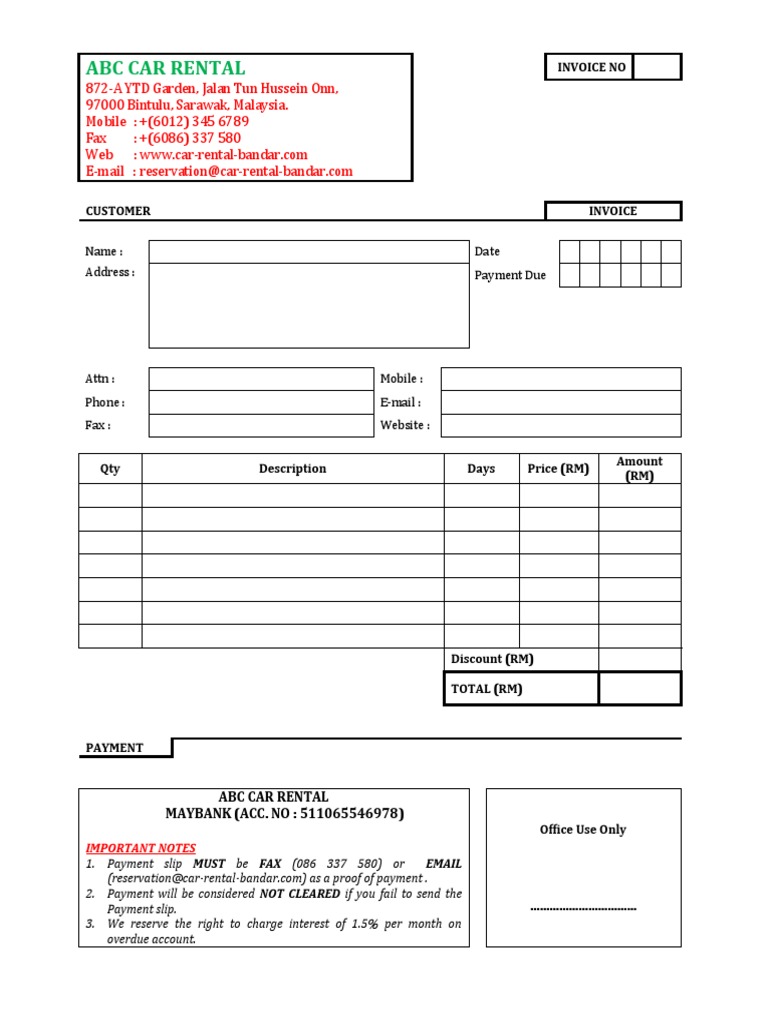 Car Rental Invoice Details | PDF | Finance & Money Management