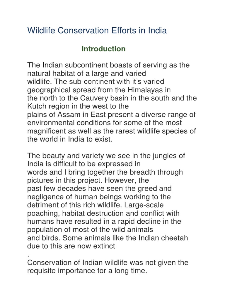 Wildlife Conservation Efforts in India | PDF | Conservation | Nature