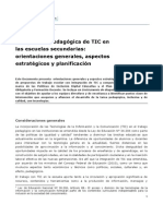 Integración Pedagógica de TIC en Las Escuelas Secundarias: Orientaciones Generales, Aspectos Estratégicos y Planificación