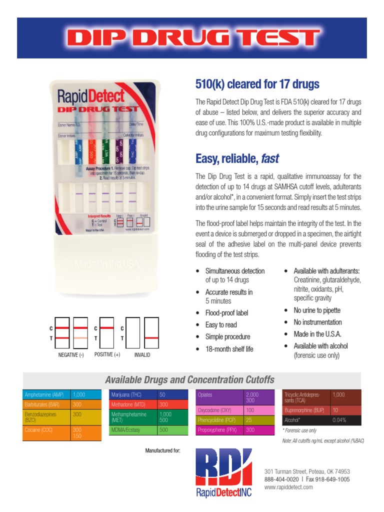 FDA-Cleared Dip Drug Test for 17 Substances | PDF | Drug Test ...