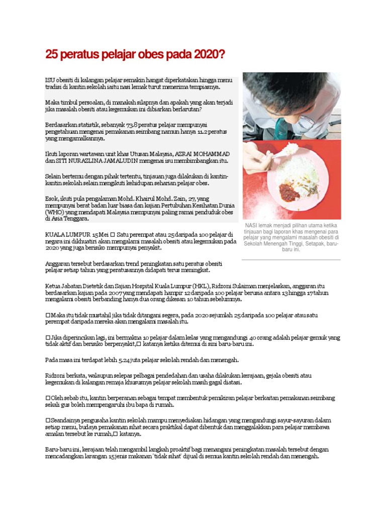 25 Peratus Pelajar Obes Pada 2020  PDF