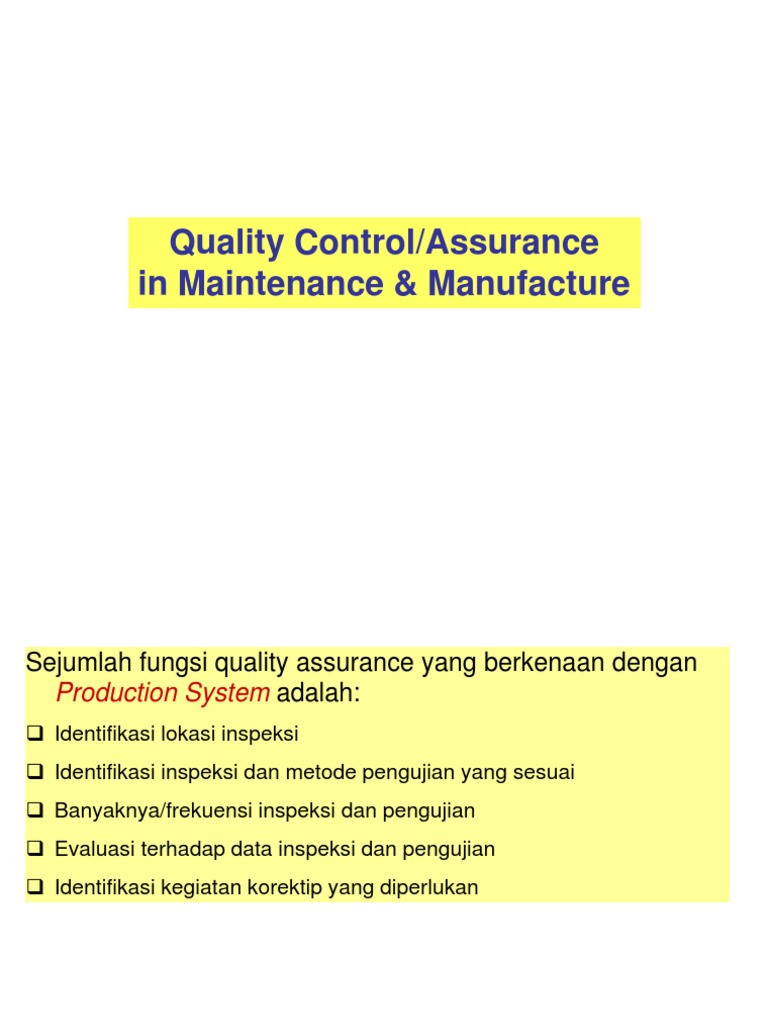 Quality Control in Maintenance Systems | PDF | Technology & Engineering
