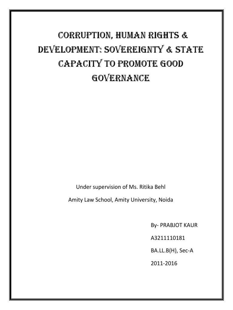 Human Rights Project - Prabjot Kaur | PDF | Governance | Good Governance