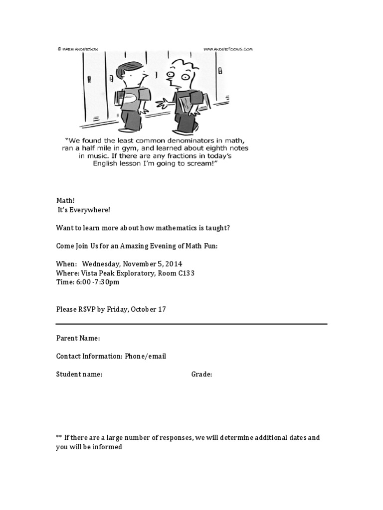 Math Night Flyer1 | PDF | Language Arts & Discipline | Wellness