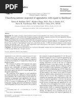 Classifying Patients Suspected of Appendicitis With Regard To Likelihood