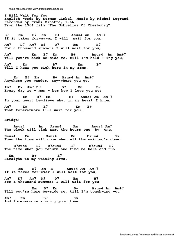 I Will Wait For You-Frank Sinatra 1966 | PDF
