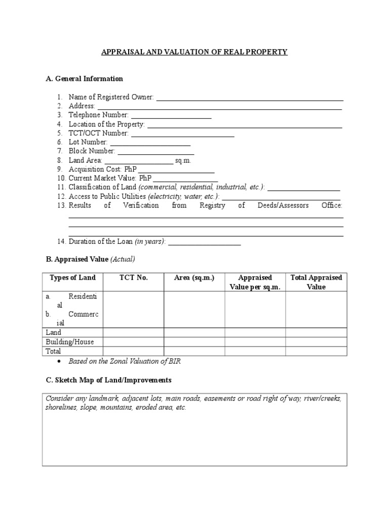Real Property Appraisal Form | PDF | Finance & Money Management | Law