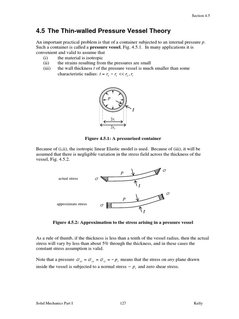 Thin-Walled Pressure Vessel Theory | PDF | Stress (Mechanics ...