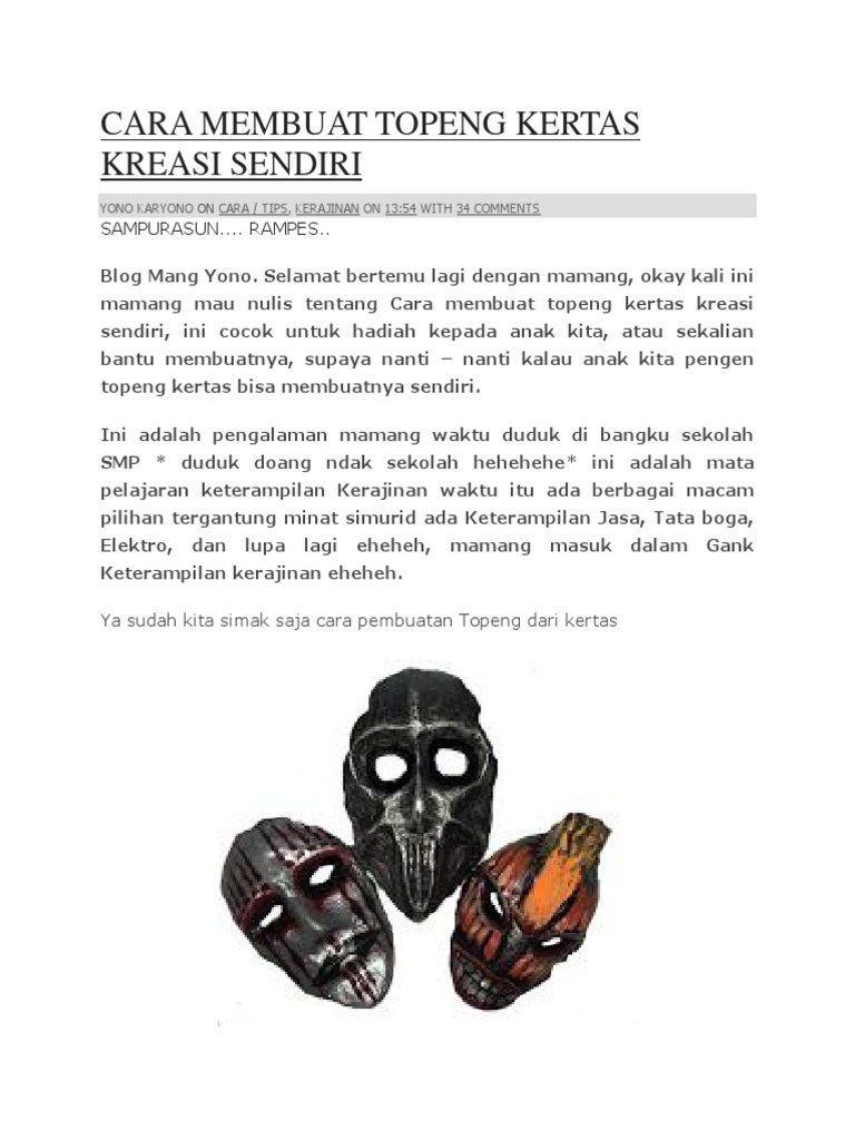 Cara Membuat Topeng Kertas Kreasi Sendiri