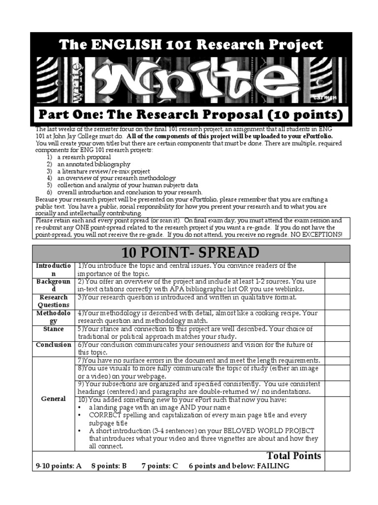 ENG 101 Research Project Guide | PDF | Bibliography | Test (Assessment)