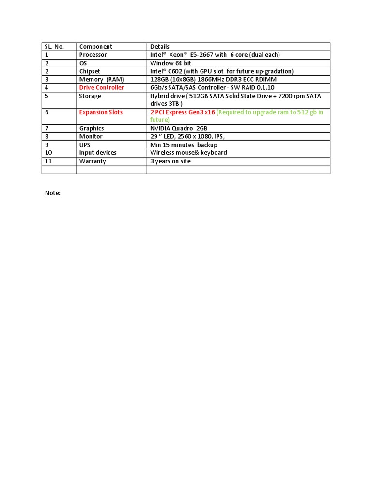 Workstation Specifications Overview | PDF | Computers | Technology ...