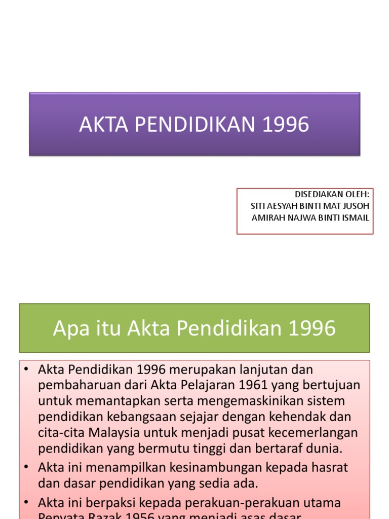 Akta Pendidikan 1996 Pdf