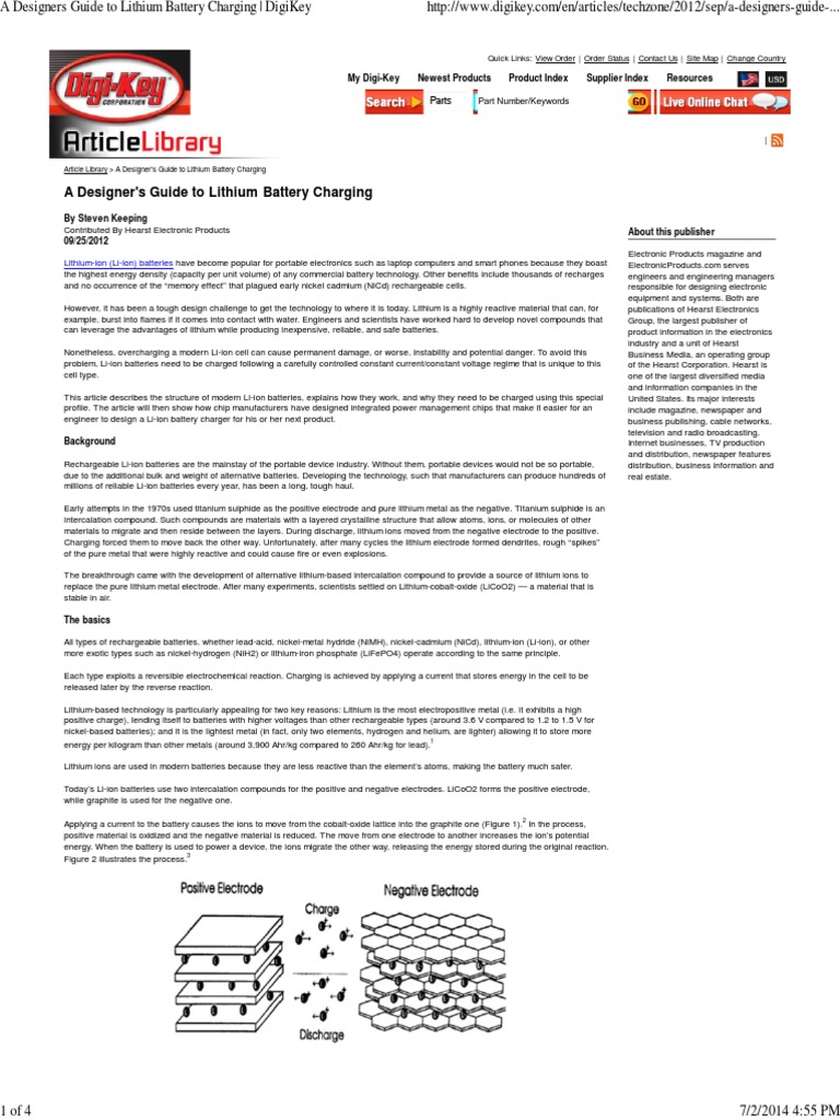 A Designers Guide To Lithium Battery Charging - DigiKey | PDF | Science ...