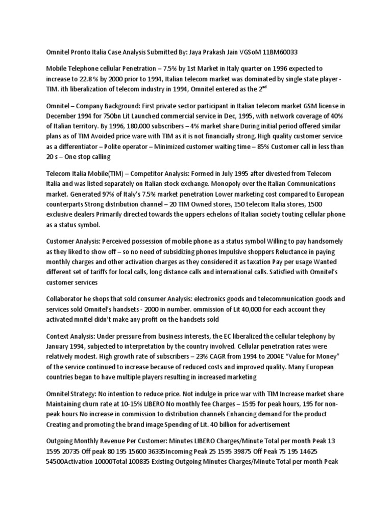 Omnitel pronto italia case study analysis picture