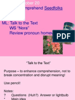 WS Comprehend Seedfolks Narrative ML: Talk To The Text WS "Nora" Review Pronoun Homework