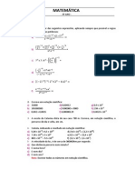 Ficha de Trabalho Potencias Notacao Cientifica 8º Ano