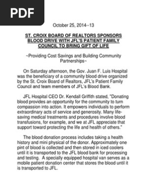 St Croix Board Of Realtors Sponsors Blood Drive With Jfl S Patient Family Council To Bring Gift Of Life Blood Donation Medicine
