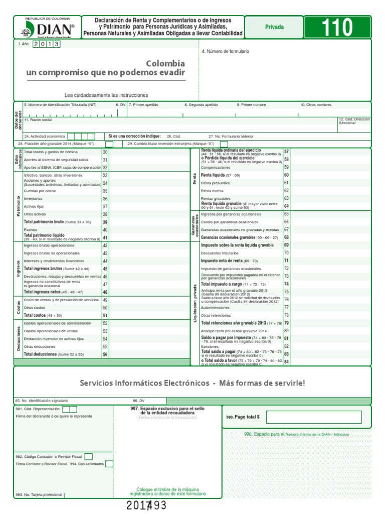DIAN formato declaración de renta Beneficio (economía) Impuestos
