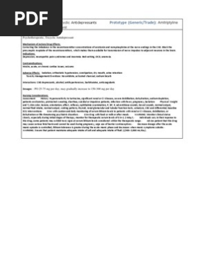Drug Card Tricyclic Depressants