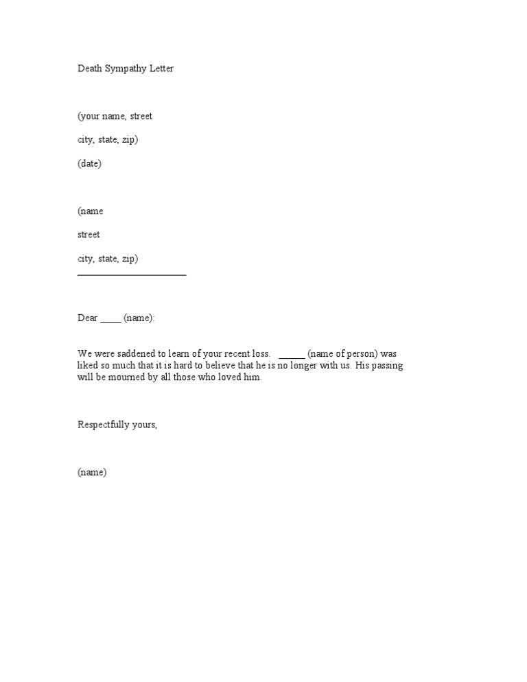 Death Sympathy Letter | PDF