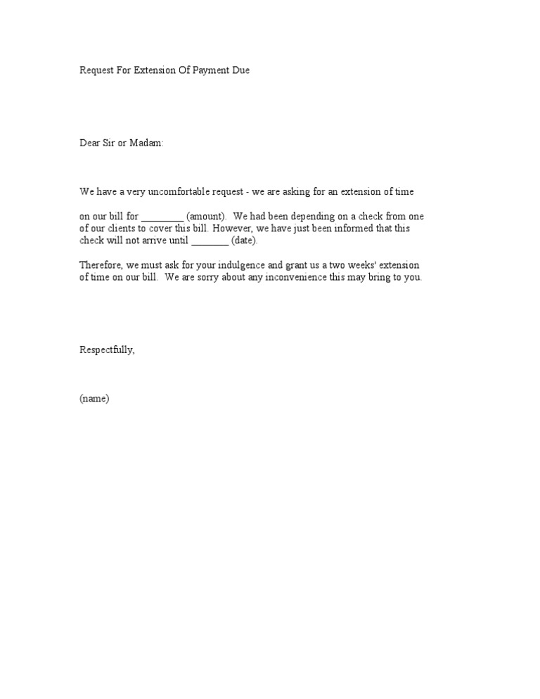 Sample Letter Of Request For Payment Extension | Classles Democracy