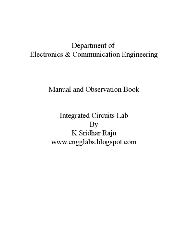 Integrated Circuits Lab PDF Amplifier Operational Amplifier