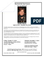 Memorial Service Schedule for Robin Mann, Oct. 31-Nov. 1, 2014