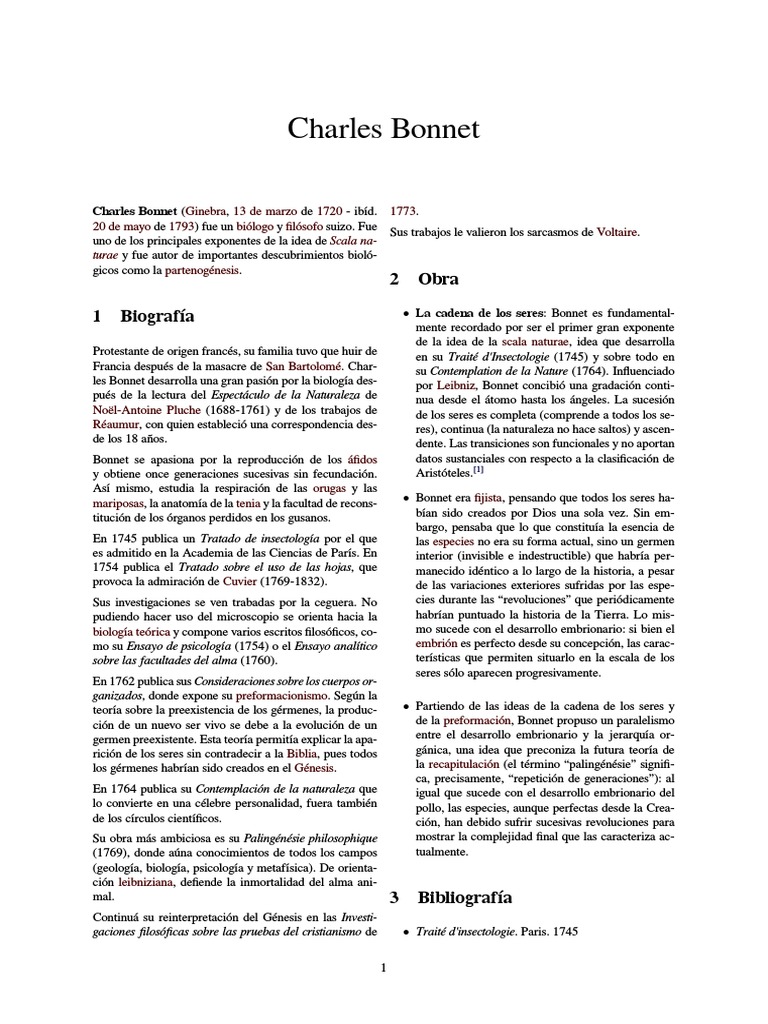 Biografía y teorías de Charles Bonnet | PDF | Science | Biología