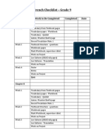 French Checklist - Grade 9